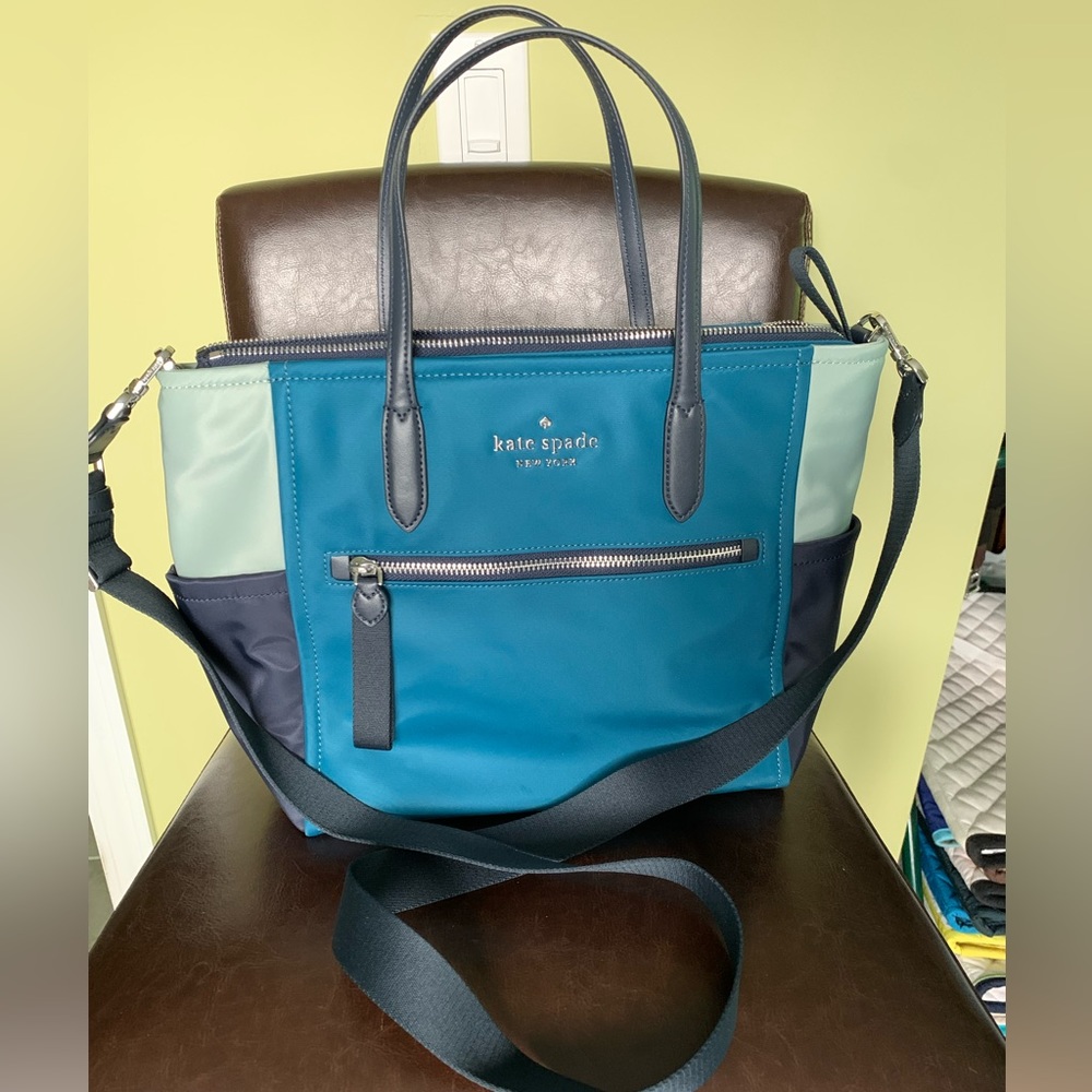 Kate Spade medium satchel, blue multi